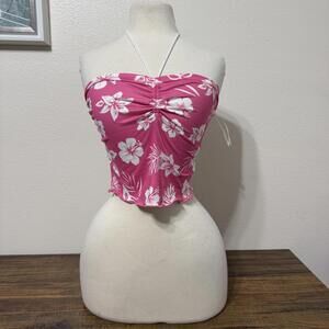 SHEIN Pink Floral Halter Tube Top XS